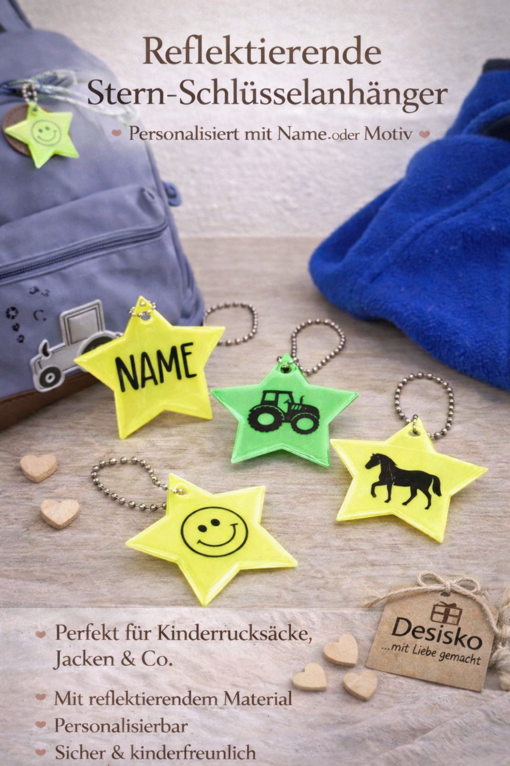Reflektierende Stern-Schlüsselanhänger